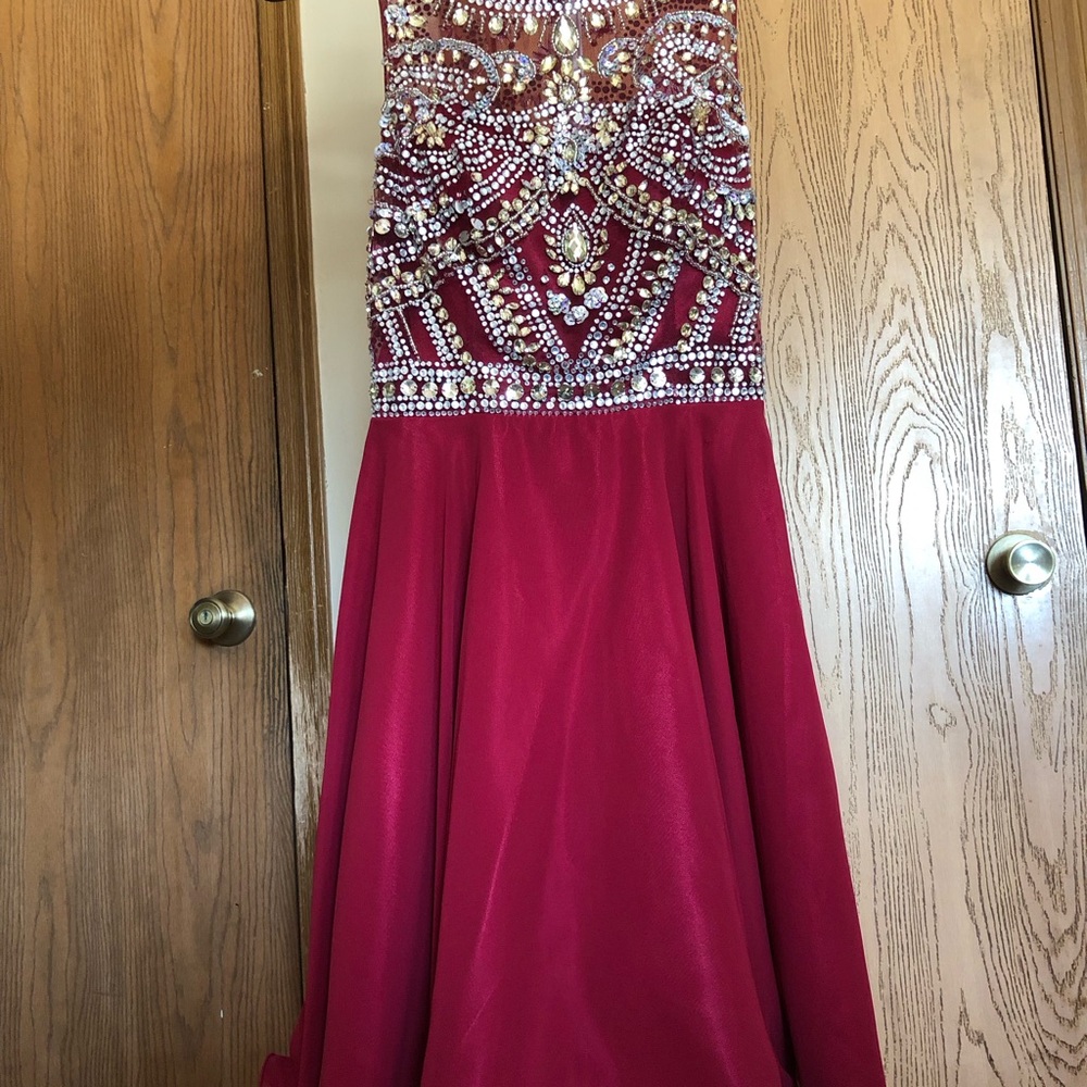 Elegant Red Beaded Gown